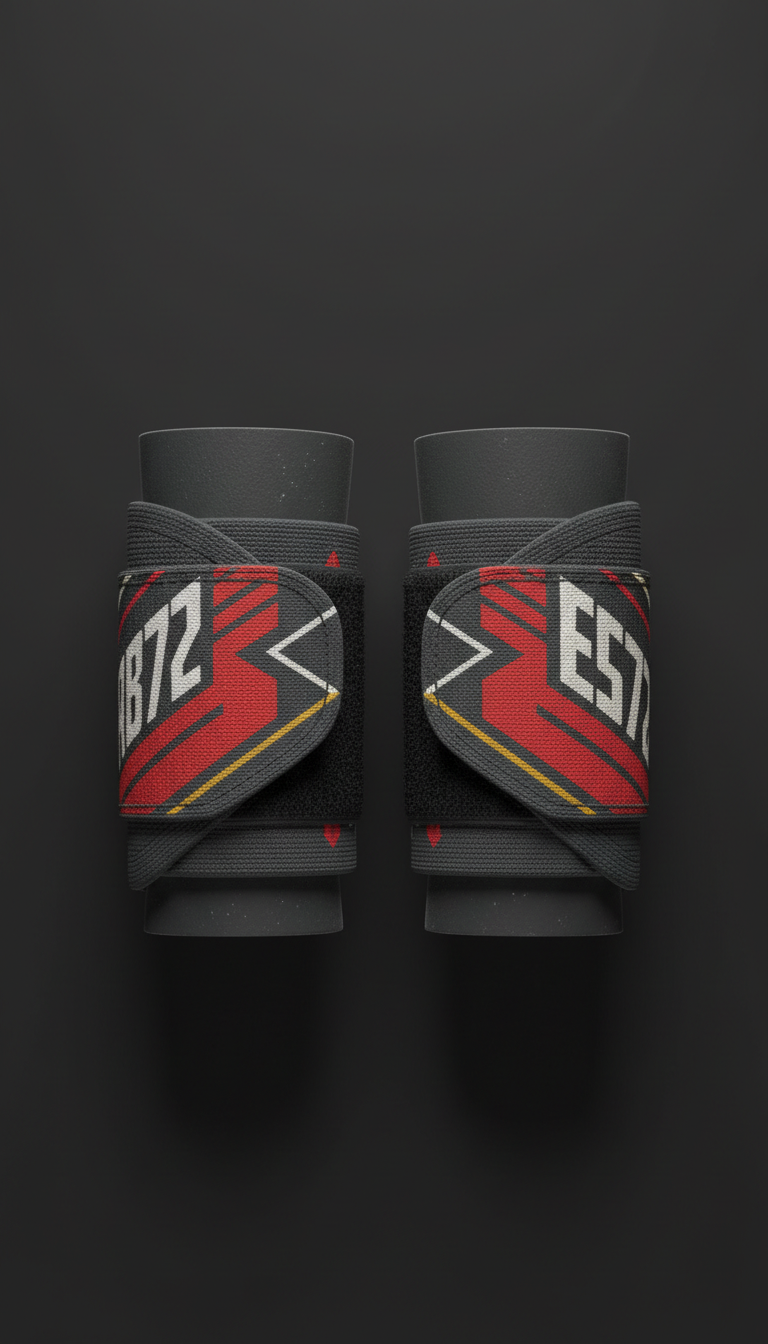 Powerlifting Wrist Wraps With Bold Logo Print
